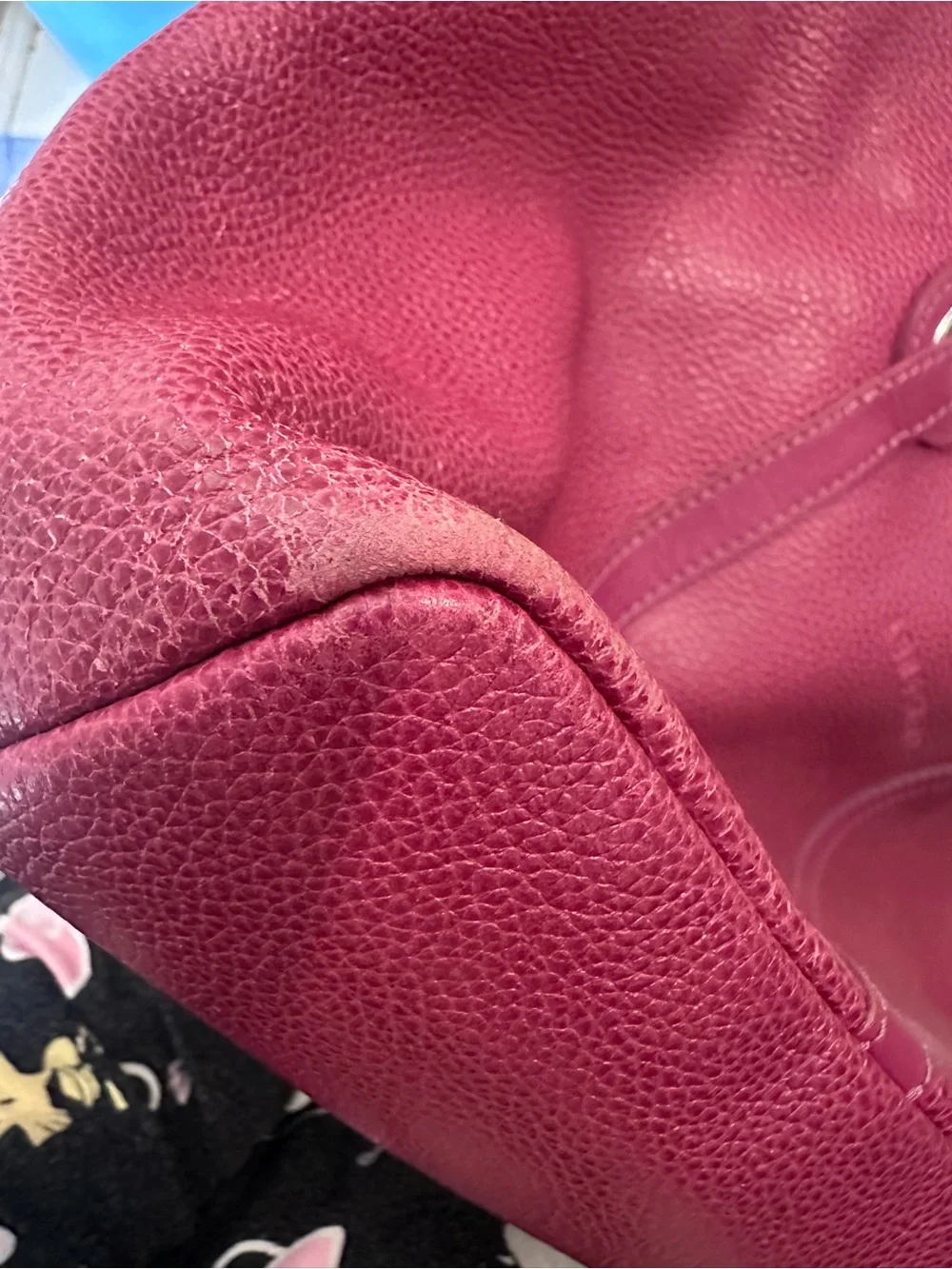 Longchamp Fuchsia Leather Tote with Silver Hardware